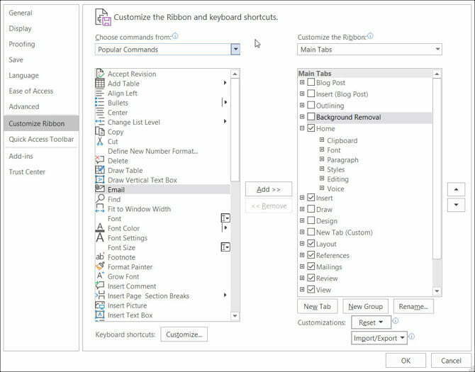 دستورات نوار ریبون مایکروسافت ورد در ویندوز / Ribbon Setting in MS In MS Word in Windows