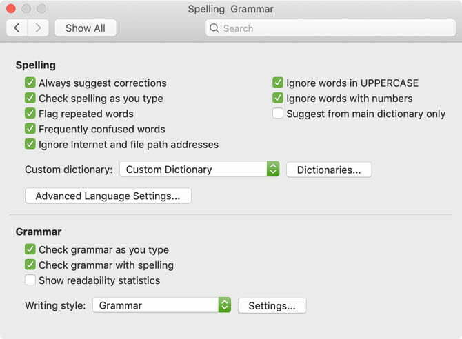 تنظیمات املا و گرامر در ورد مک / Grammer Spelling Setting in Mac MS word