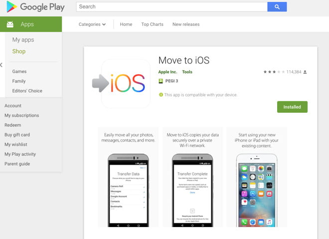 Move to IOS / برنامه نقل مکان به IOS