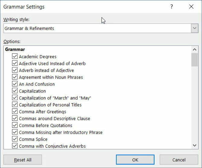 تنظیمات گرامر در ورد / Grammar Setting In MS word