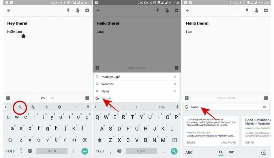 جستجوی گوگل در جی بورد/ google search in Gboard