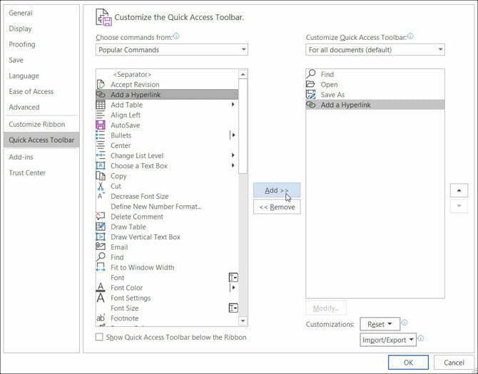 تنظیمات نوار ابزار سریع در مایکروسافت ورد در محیط ویندوز / Quick Access Toolbar Setting in MS Word in windows