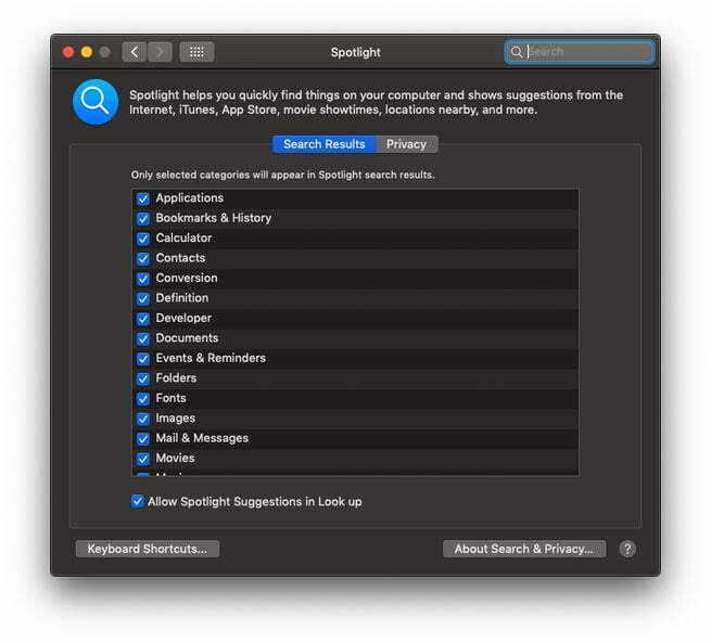 تنظیمات اسپات لایت در مک / Spotlight setting in MAC