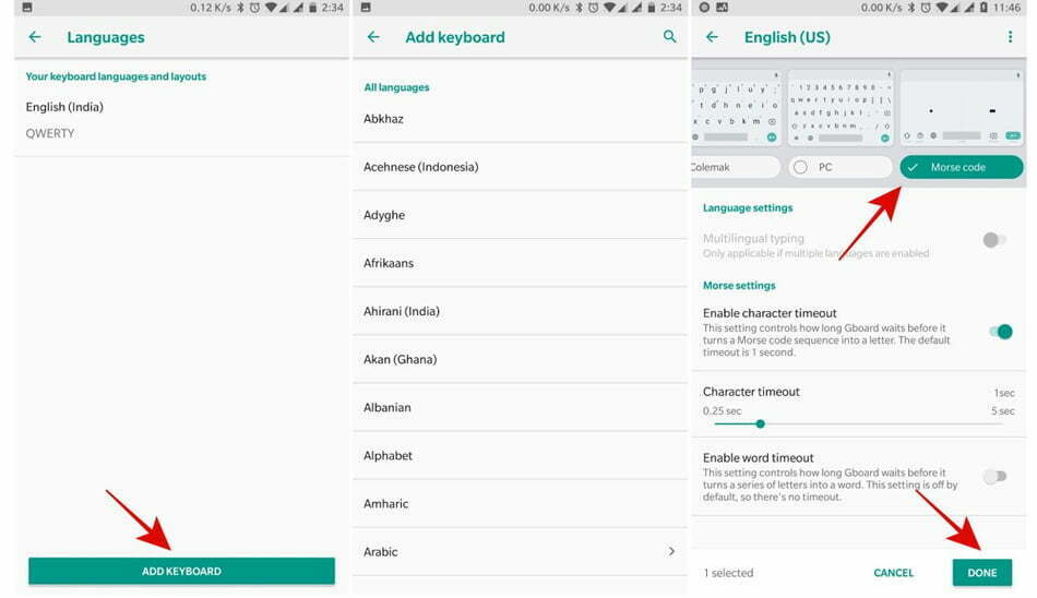 morse code mode inside Gboard/ کد مورس در جیبورد