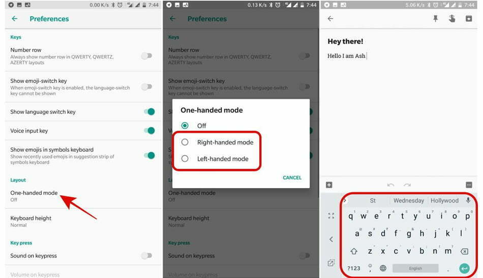 one-handed mode in Gboard/ استفاده از یک دست برای تایپ در جی بورد