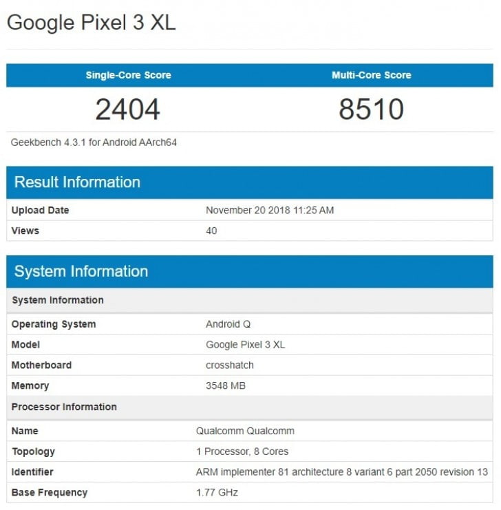 گوگل پیکسل 3 ایکس ال با اندروید کیو/Google Pixel 3 XL