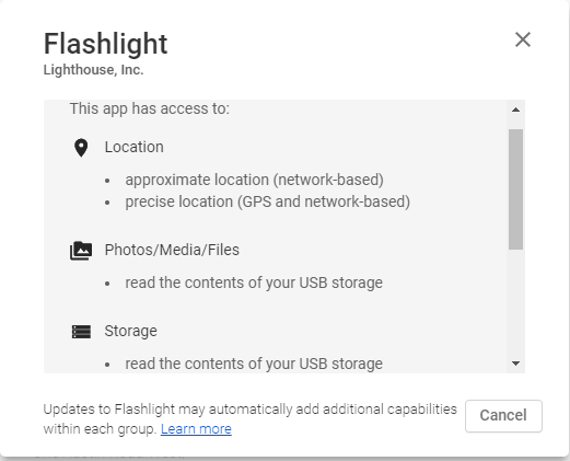Flashlight App permission/اجازه اپلیکیشن چراغ قوه