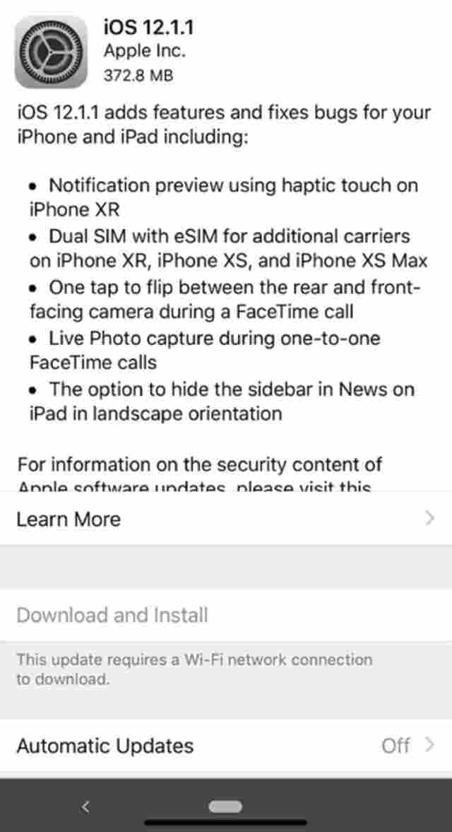 iOS 12.1.1/ نسخه iOS 12.1.1