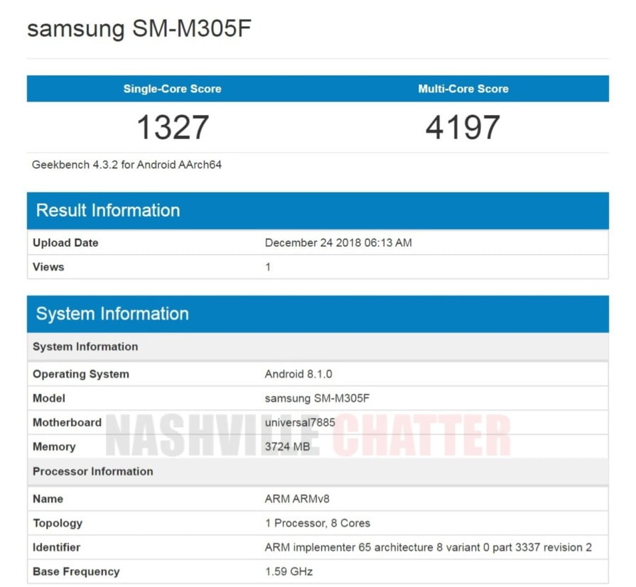 Geekbench Galaxy M30 / گیکبنچ گلکسی ام 30