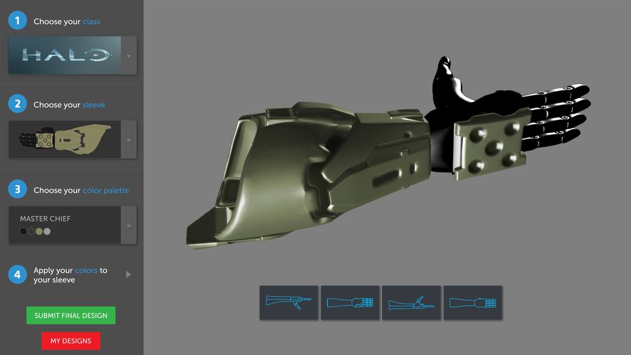 Halo-themed prosthetic arm / بازوی پروتزی با تم هیلو