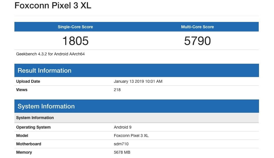 بنچمارک پیکسل 3 ایکس ال لایت / pixel 3 lite