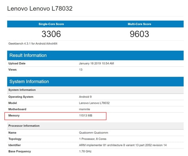 لنوو Z5 پرو جی تی / Lenovo Z5 Pro GT