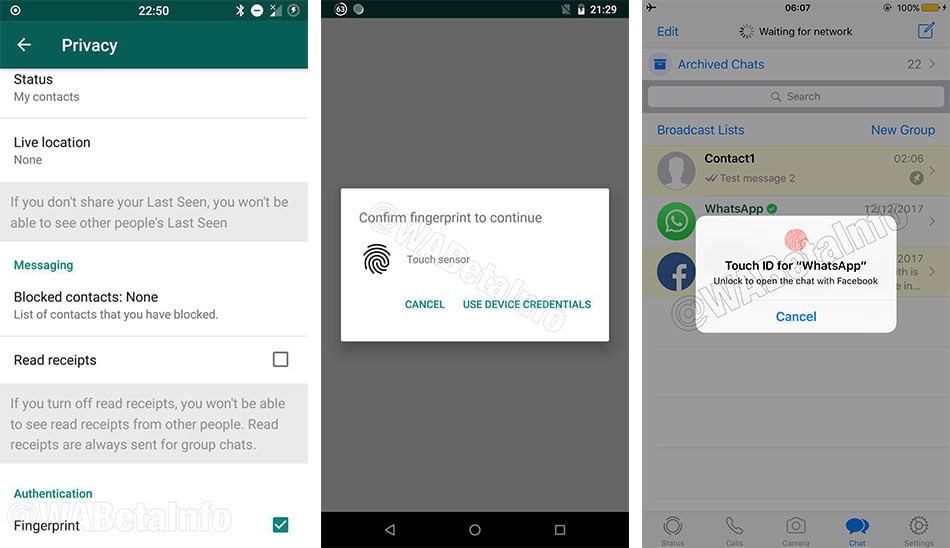حسگر اثر انگشت واتساپ / WhatsApp Fingerprint Sensor