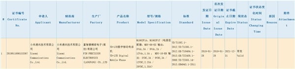 Xiaomi Mi 9 3C certification/ گواهینامه 3C شیائومی می ۹