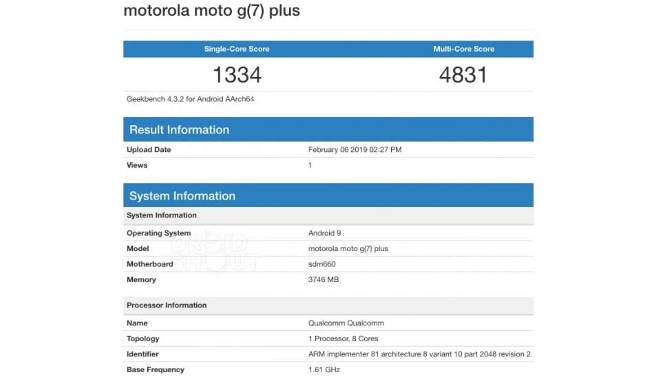 Moto G7 plus Geekbench test / تست گیکبنچ موتو جی 7 پلاس