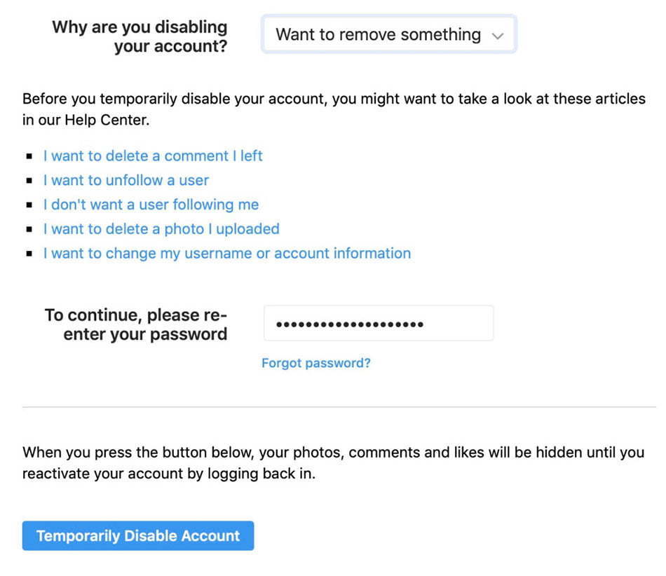 حذف اکانت اینستاگرام / Delete Instagram Account