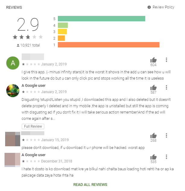 app comment in google play store/کامنت اپلیکیشن در گوگل پلی استور