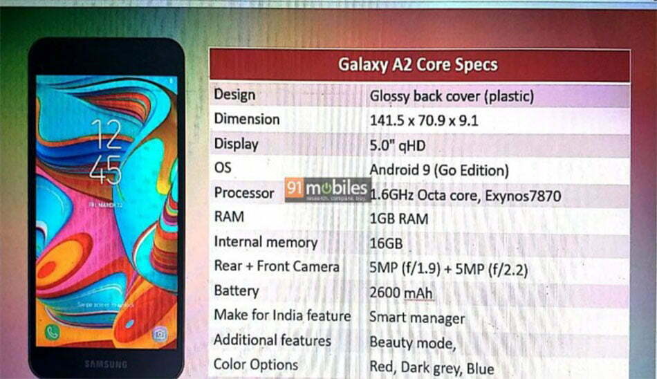 galaxy a2 core/گلکسی A2 کور