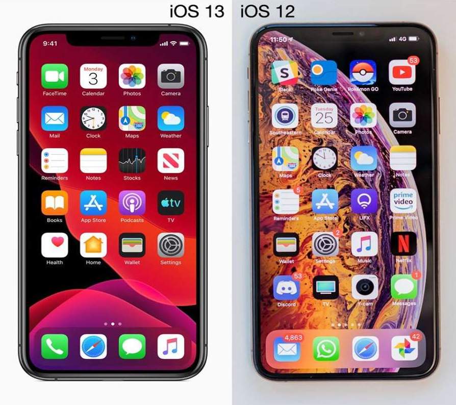 ios_13_vs_ios_12_home_screen/ مقایسه صفحه خانه آی او اس 12 با آی او اس 13