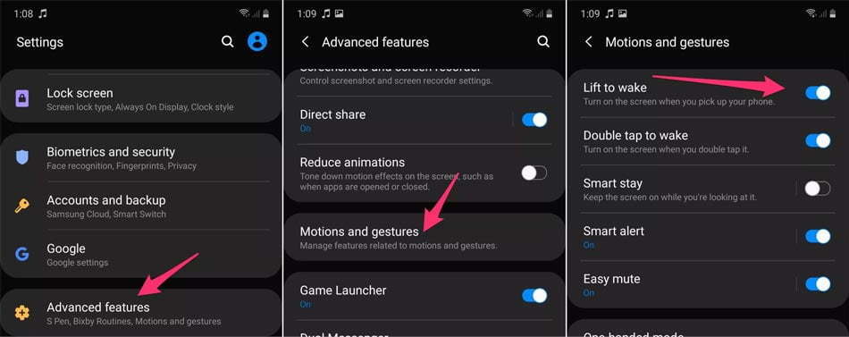 lift- to move note 10/ روشن شدن نمایشگر گلکسی نوت 10 با حرکت دادن