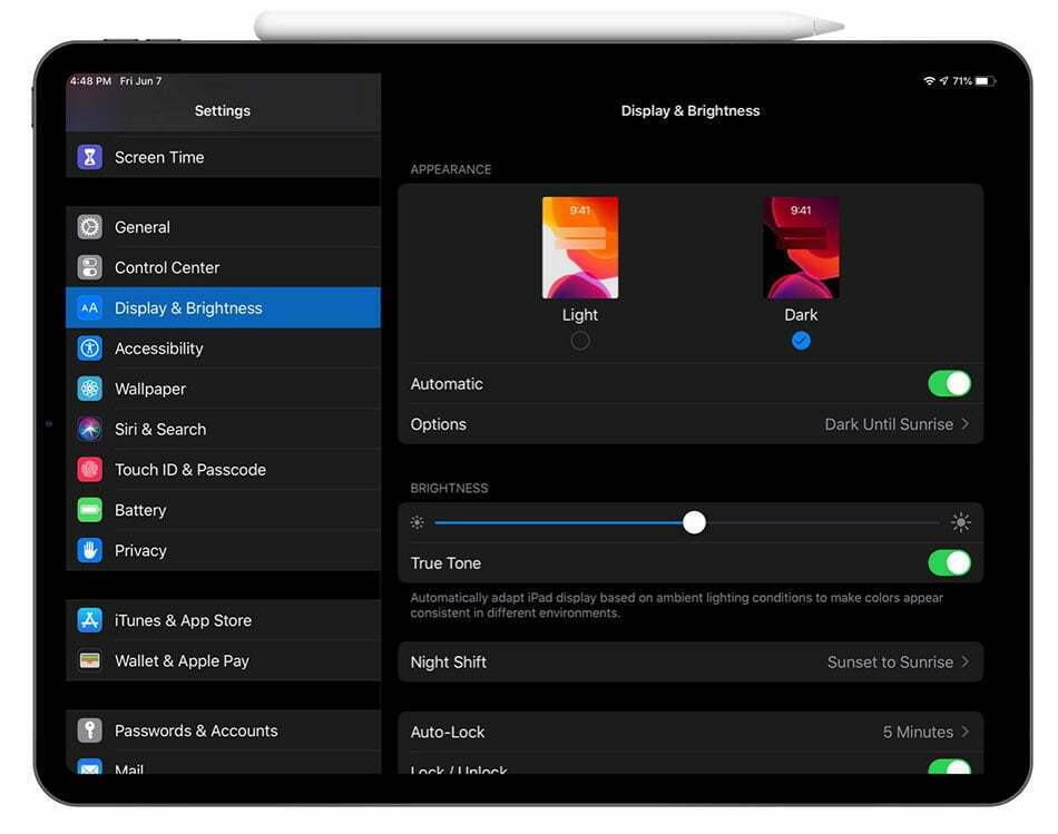 حالت تاریک در سیستم عامل جدید آیپد/Dark-mode-iPadOS