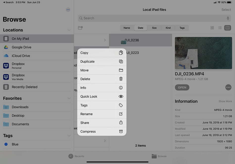 اپلیکیشن فایلز در سیستم عامل آیپد/ Files-App-iPadOS