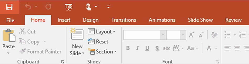 home tab in powerpoint/ بر گه هوم در پاورپوینت