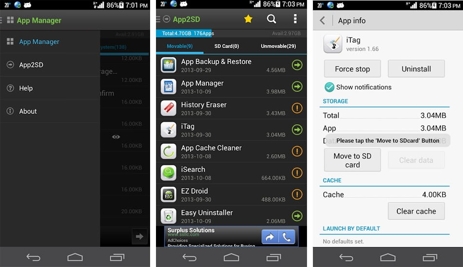 نرم افزار مدیریت اپلیکیشن App2SD &App Manager-Save Space