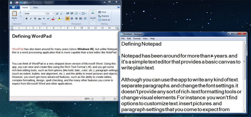 تفاوت نوت پد با وردپد / wordpad-vs-notepad