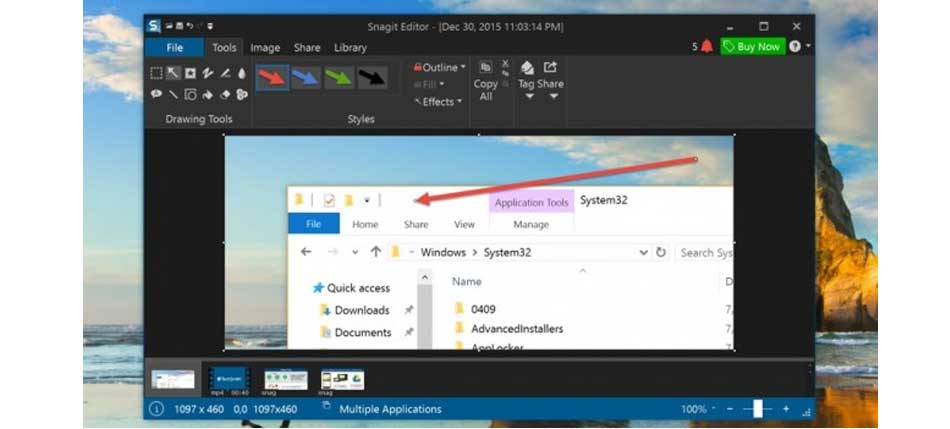 snagit-2 / گرفتن عکس از صفحه ویندوز 10 / نرم افزار اسکرین شات ویندوز 10
