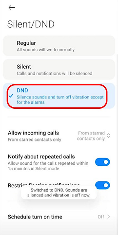 حالت do not disturb