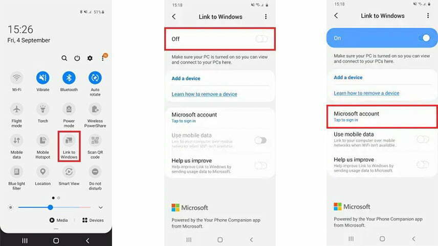 سامسونگ Link to Windows