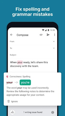 برنامه های کاربردی اندروید - اپ Grammarly Keyboard