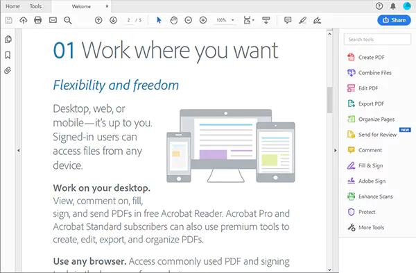 6. نرم افزار Adobe Acrobat Standard DC تبدیل pdf به word آنلاین بدون بهم ریختگی