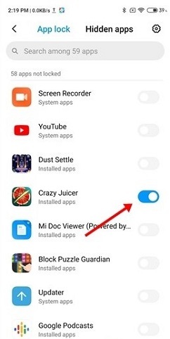 آپشن های گوشی شیائومی Note 9 Pro - نشان دادن سرعت اینترنت در استاتوس بار