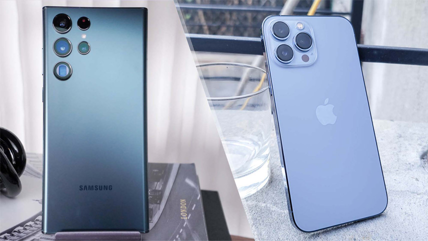 مقایسه گوشی s22 ultra و آیفون 13 پرومکس
