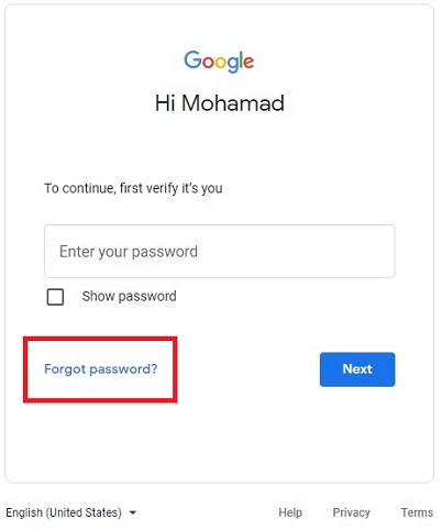 بازگردانی گذرواژه جیمیل / بازیابی پسور جیمیل