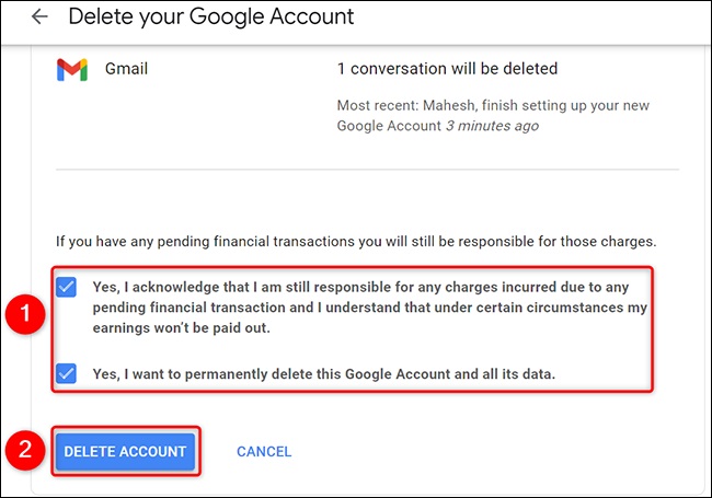 حذف کردن حساب Gmail / دلیت کردن حساب گوگل