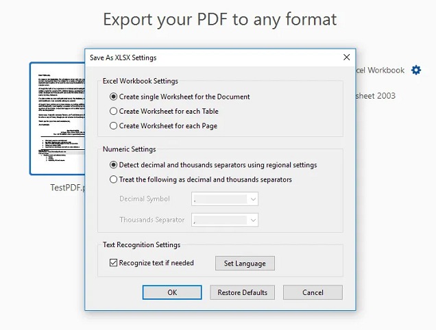 تبدیل pdf به اکسل آنلاین