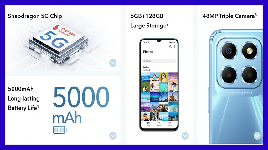 مشخصات فنی گوشی honor x8 5g