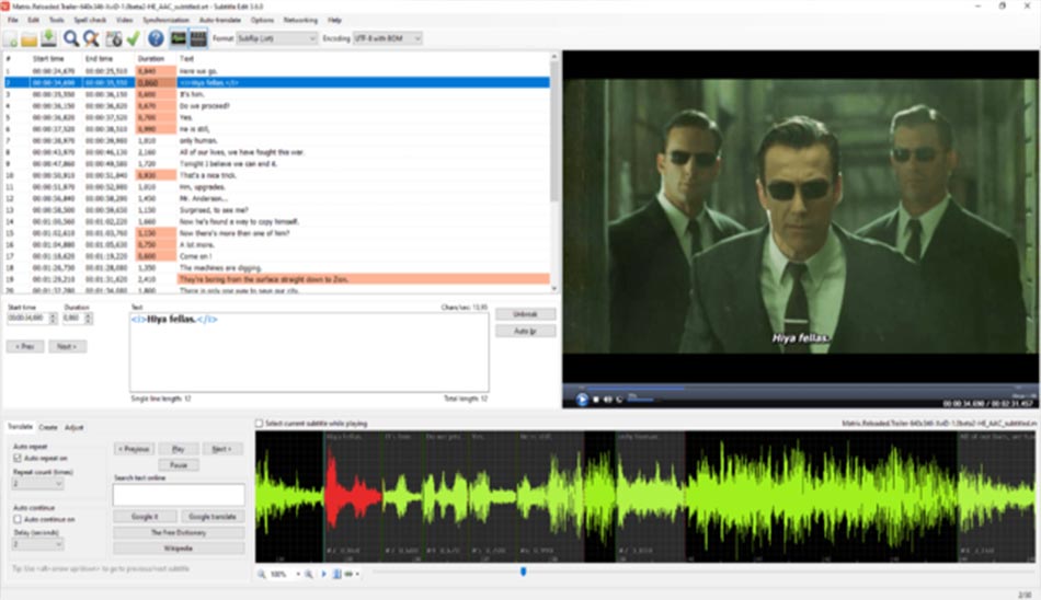 Subtitle Edit بهترین برنامه چسباندن زیرنویس به فیلم