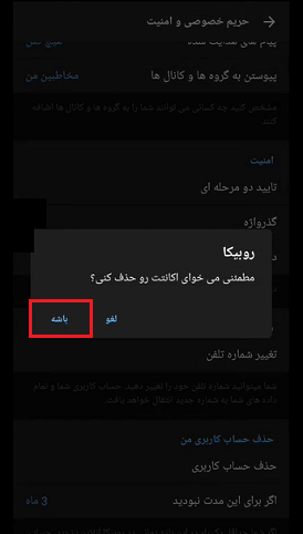 حذف دائمی اکانت روبیکا