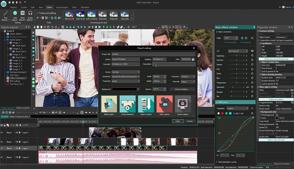 2. نرم افزار VSDC Video Editor بهترین برنامه برای حذف پس زمینه فیلم