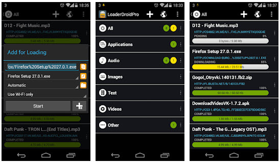 4. برنامه Loader Droid بهترین برنامه دانلود فیلم و سریال با گوشی
