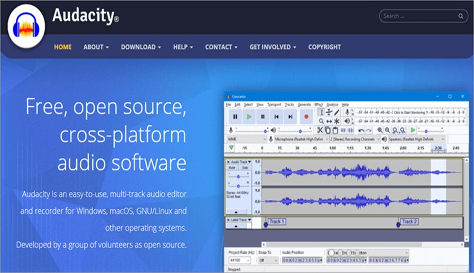 4. Audacity بهترین نرم افزار ضبط صدا لپتاپ