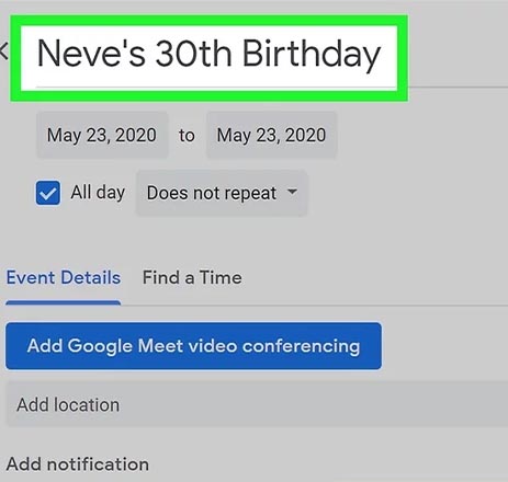 ثبت تولد در Google Calendar