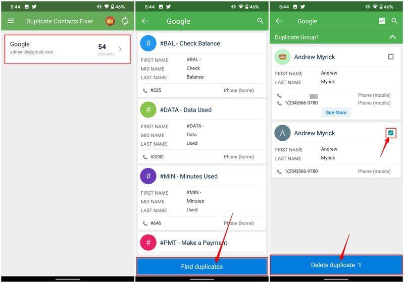 مخاطبین تکراری را با یک برنامه حذف کنید