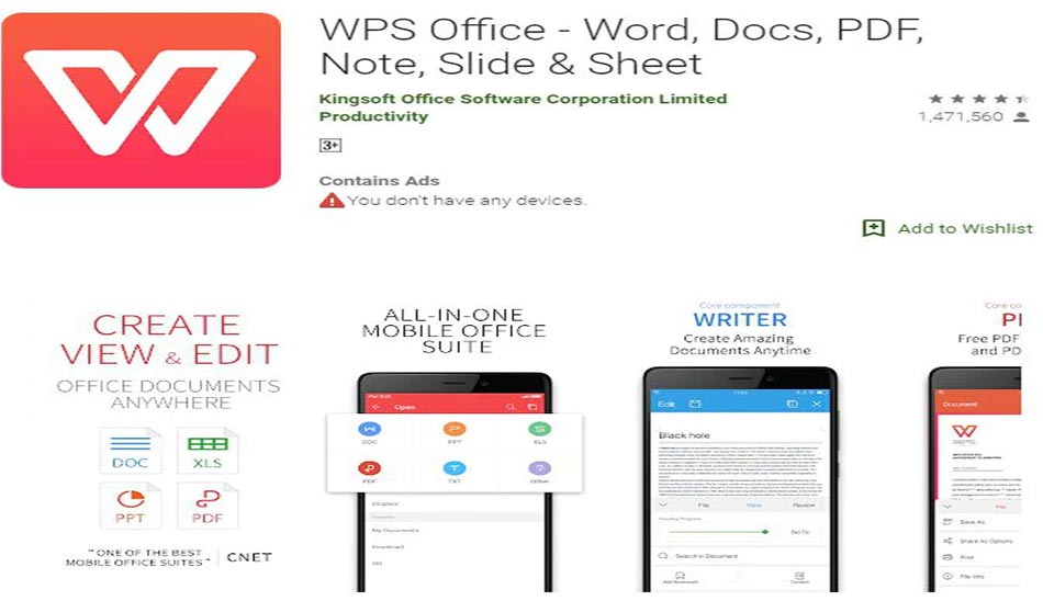2. اپلیکیشن WPS Office تبدیل ورد به پی‌دی‌اف با اپلیکیشن