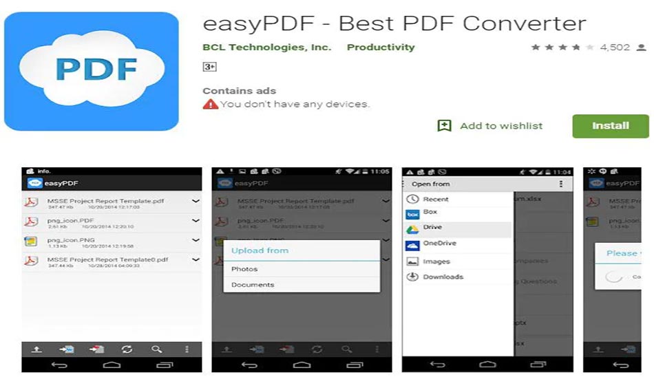 3. اپلیکیشن easyPDF تبدیل ورد به پی‌دی‌اف در گوشی بدون نیاز به اپلیکیشن