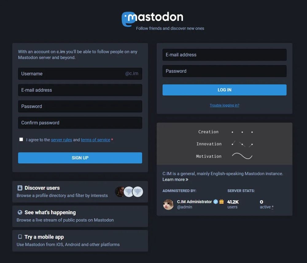 امکانات برنامه Mastodon